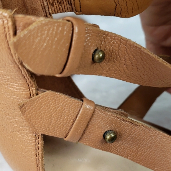 Nine West Reese Heels Women Brown leather Beaded Sandal Strap Back Zip Size7.5 - Picture 6 of 10